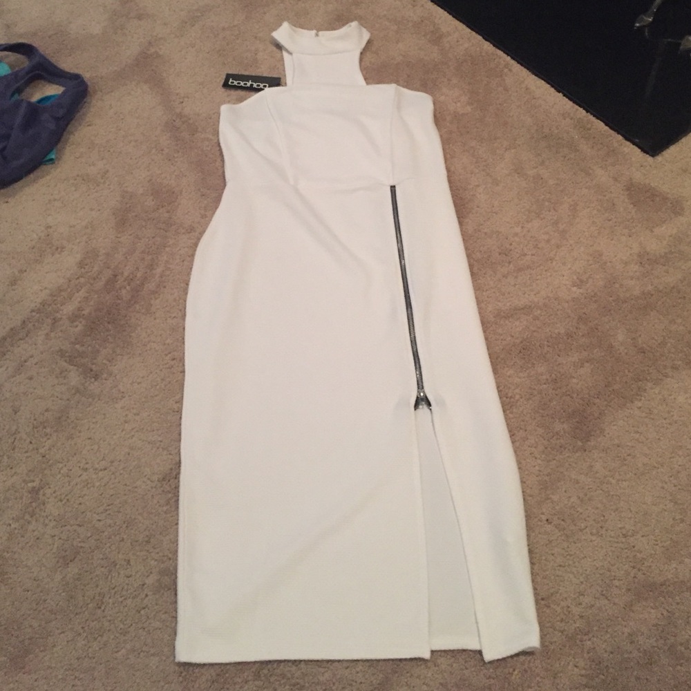 Sexy white dress with high leg slit - never worn!